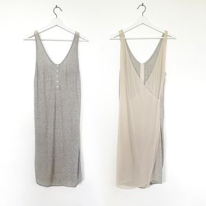 Phillip Lim gray striped cotton cream silk crossback tank midi dress la garconne